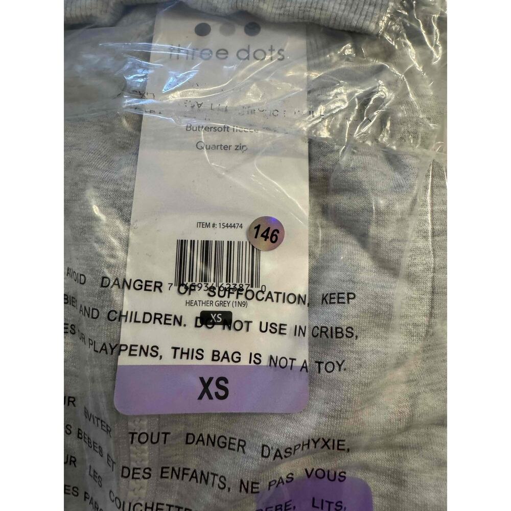 Three Dots Women’s Cozy Quarter Zip Lightweight Pullover in Heather Gray - 146XS - Picture 7 of 7